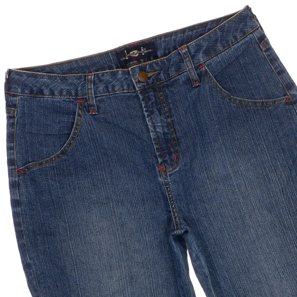 Lei Crop Capri Jeans Size 16 1/2 Girls Cuffed Blue Denim Measures 31 x 21.5